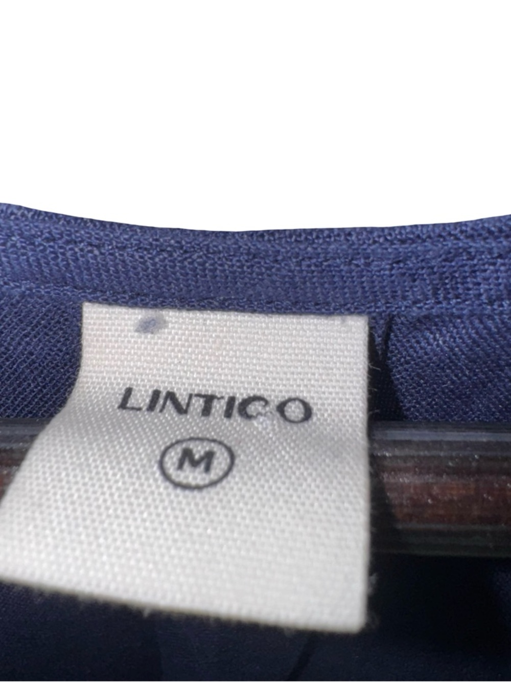 Lintico Medium Navy Blue Linen Midi Dress Short Sleeve V Neck Pocket Minimalist - Picture 4 of 5
